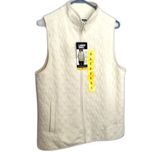 Land's End Women's Cream Quilted Full Zip Vest SZ S  NEW